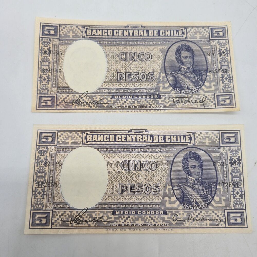 5 Pesos Cinco Pesos Banco central de chile banknotes (2)